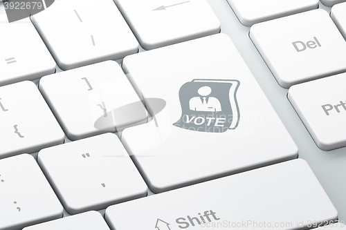 Image of Politics concept: Ballot on computer keyboard background