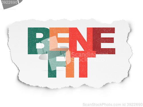 Image of Finance concept: Benefit on Torn Paper background