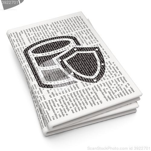 Image of Programming concept: Database With Shield on Newspaper background