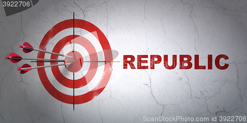 Image of Politics concept: target and Republic on wall background