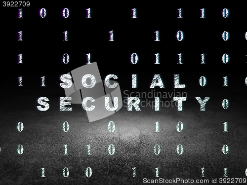 Image of Protection concept: Social Security in grunge dark room