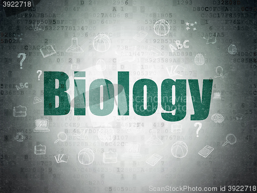 Image of Education concept: Biology on Digital Data Paper background