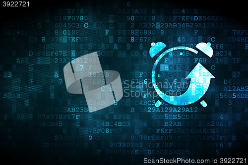 Image of Time concept: Alarm Clock on digital background