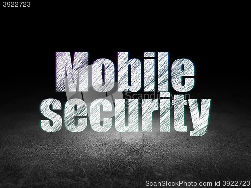 Image of Protection concept: Mobile Security in grunge dark room