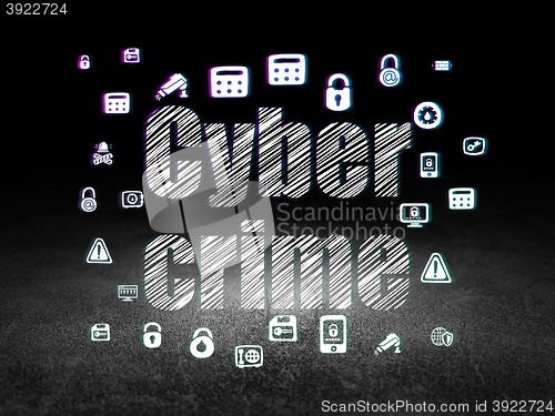 Image of Protection concept: Cyber Crime in grunge dark room