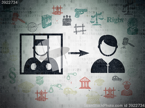 Image of Law concept: Criminal Freed on Digital Data Paper background