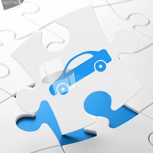 Image of Tourism concept: Car on puzzle background