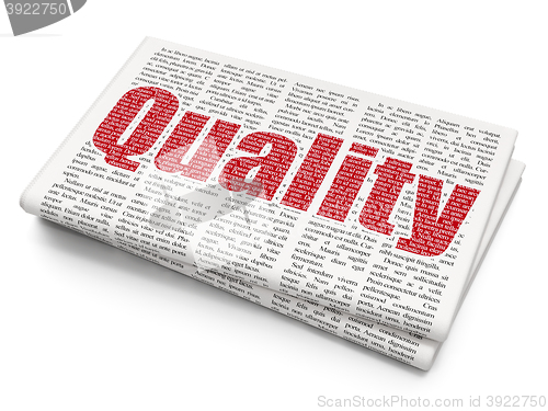 Image of Advertising concept: Quality on Newspaper background