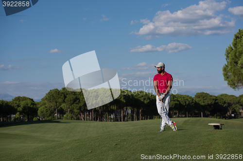 Image of handsome middle eastern golf player portrait at course