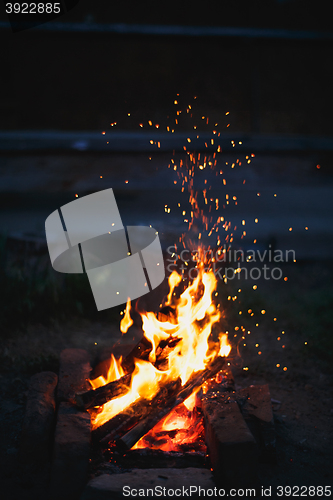 Image of sparks fly from the fire