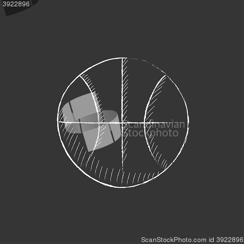 Image of Basketball ball. Drawn in chalk icon.