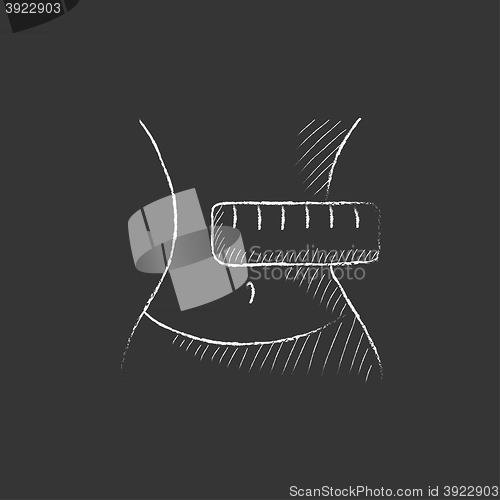 Image of Waist with measuring tape. Drawn in chalk icon.