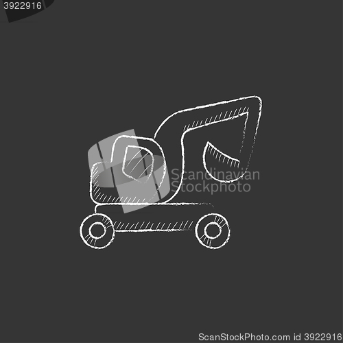 Image of Excavator truck. Drawn in chalk icon.