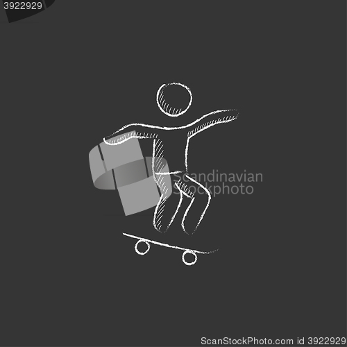 Image of Man riding on skateboard . Drawn in chalk icon.