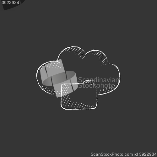 Image of Cloud computing. Drawn in chalk icon.