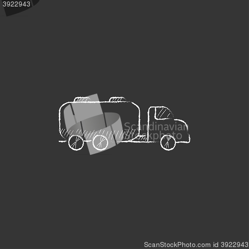 Image of Truck liquid cargo. Drawn in chalk icon.