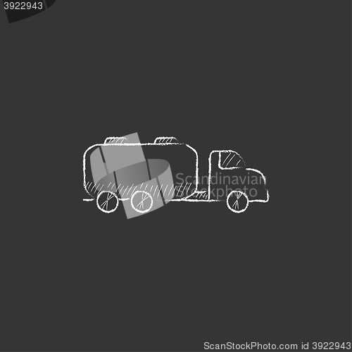 Image of Truck liquid cargo. Drawn in chalk icon.