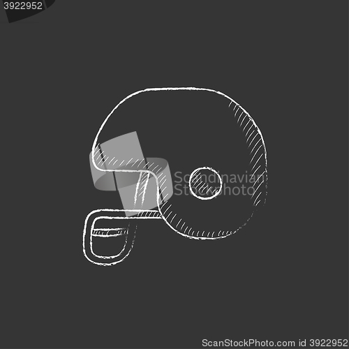 Image of Hockey helmet. Drawn in chalk icon.