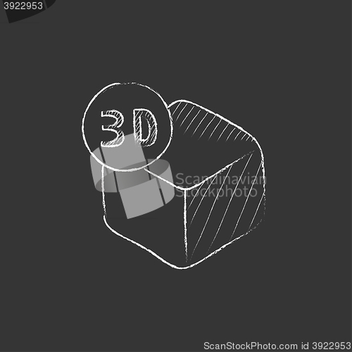 Image of Three D box. Drawn in chalk icon.