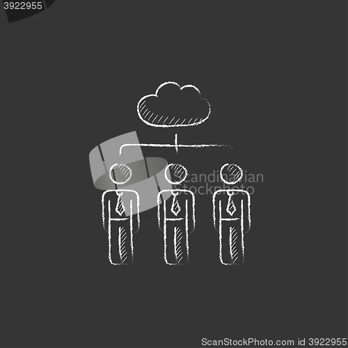 Image of Cloud computing. Drawn in chalk icon.