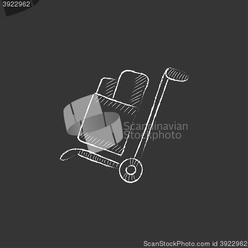 Image of Shopping handling trolley. Drawn in chalk icon.