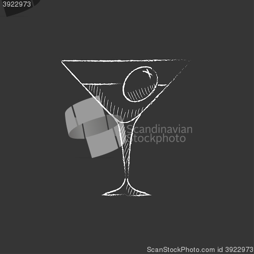 Image of Cocktail glass. Drawn in chalk icon.