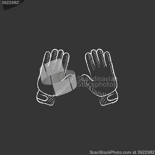 Image of Motorcycle gloves. Drawn in chalk icon.