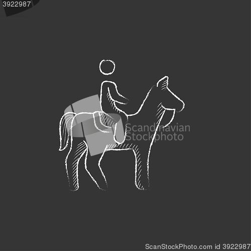 Image of Horse riding. Drawn in chalk icon.