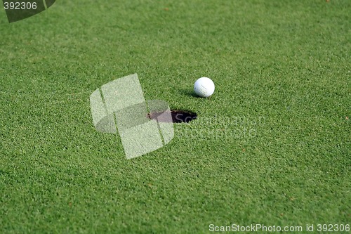 Image of Golfball in front of the hole