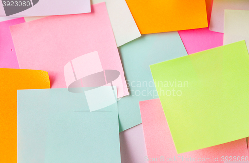 Image of close up of colorful paper stickers