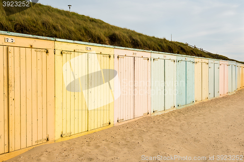 Image of Colorful beach lockers