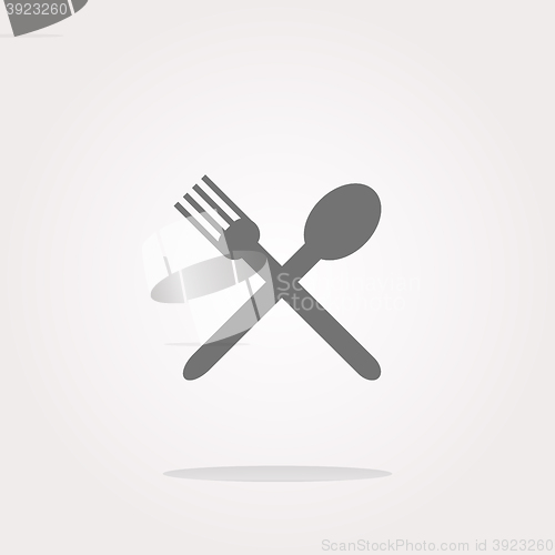 Image of vector Food button, spoon and fork on web icon