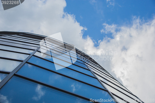 Image of window reflection dayligh as blue background