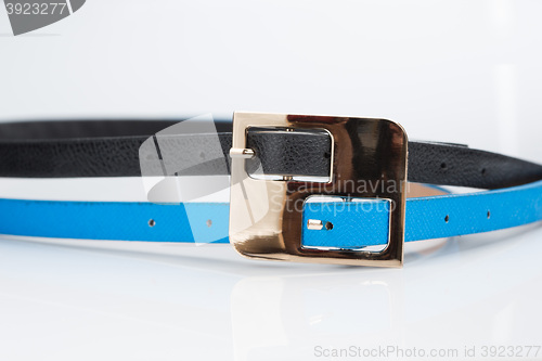 Image of black blue belt with double buckle