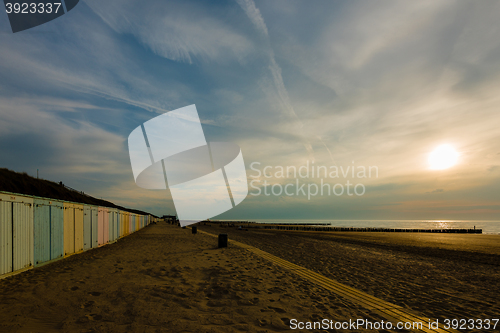 Image of Colorful beach lockers