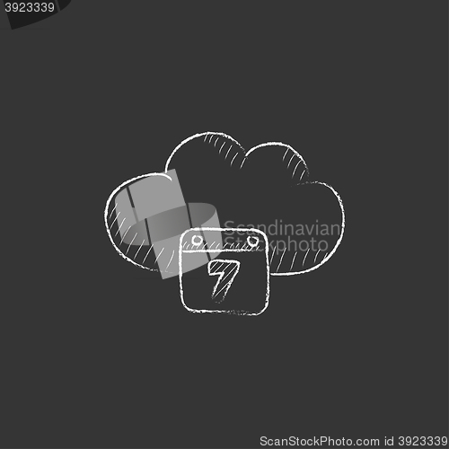 Image of Cloud computing. Drawn in chalk icon.