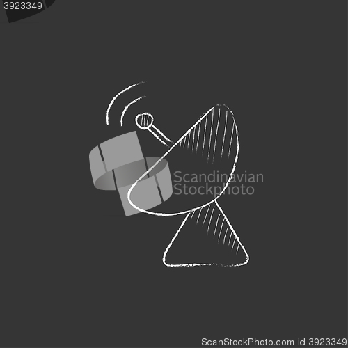 Image of Radar satellite dish. Drawn in chalk icon.