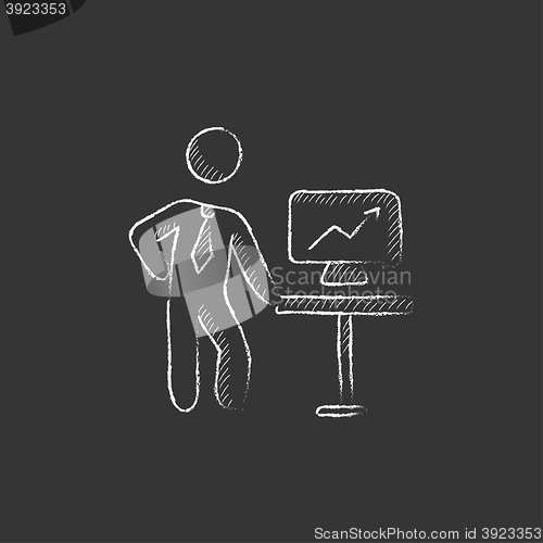 Image of Business presentation. Drawn in chalk icon.