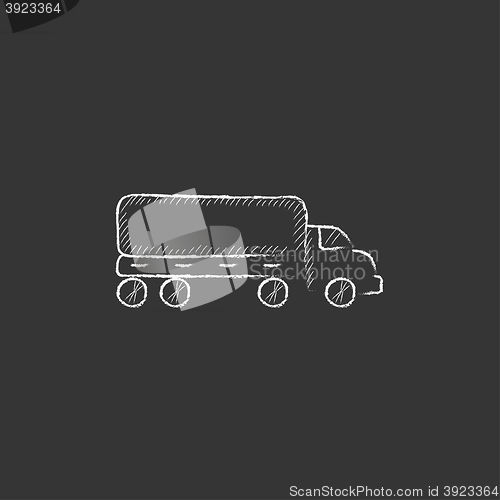 Image of Delivery truck. Drawn in chalk icon.