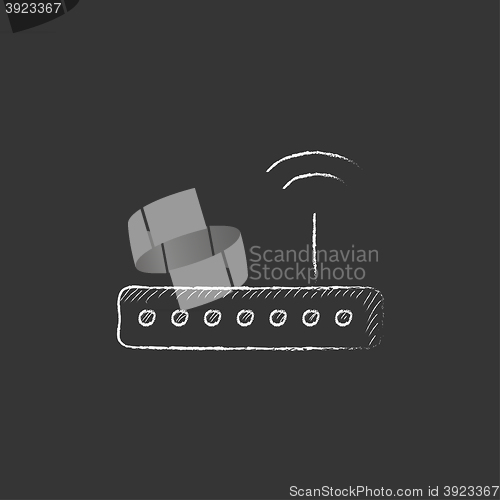 Image of Wireless router. Drawn in chalk icon.