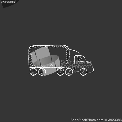 Image of Delivery truck. Drawn in chalk icon.