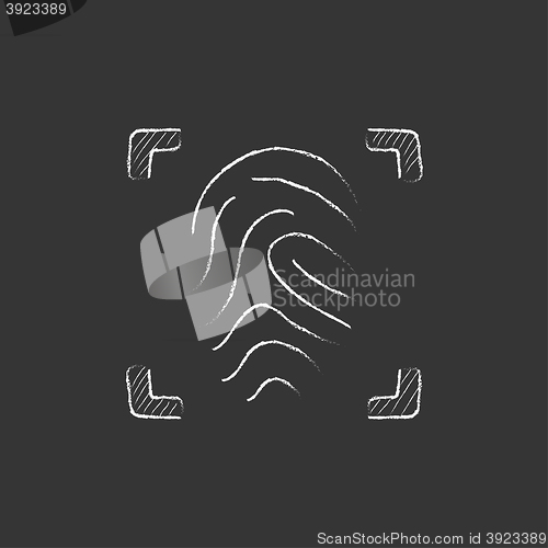 Image of Fingerprint scanning. Drawn in chalk icon.