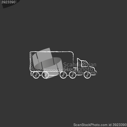 Image of Delivery truck. Drawn in chalk icon.