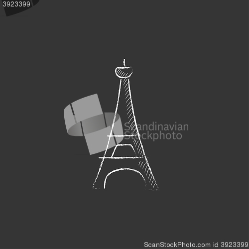 Image of Eiffel Tower. Drawn in chalk icon.