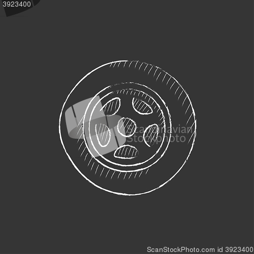 Image of Car wheel. Drawn in chalk icon.