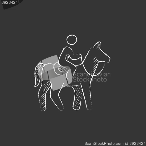 Image of Horse riding. Drawn in chalk icon.