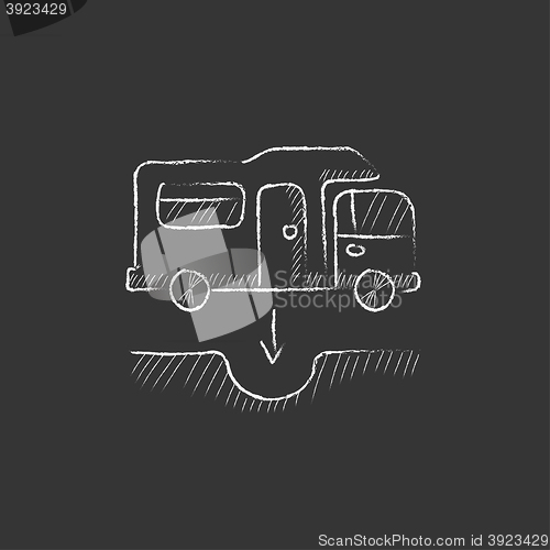 Image of Motorhome and sump. Drawn in chalk icon.