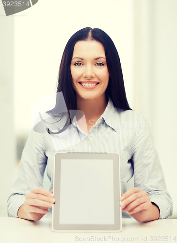 Image of businesswoman or student with tablet pc computer