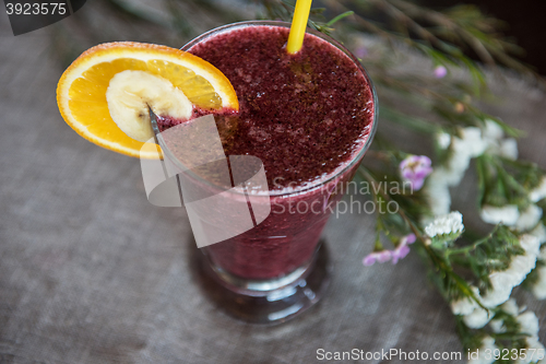 Image of smoothie from blueberry banana and orange juice