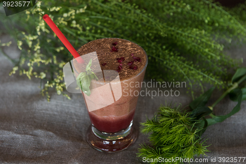 Image of raspberry smoothie with basil